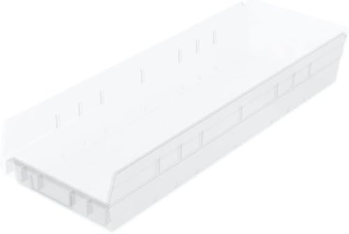 Akro-Mils 30164 Plastic Shelf Bins, Heavy Duty Storage Bins for Garage, Closet, and Drawer Organization, 24-Inch x 6-1/2-Inch x 4-Inch, Clear, 6-Pack - color: Clear