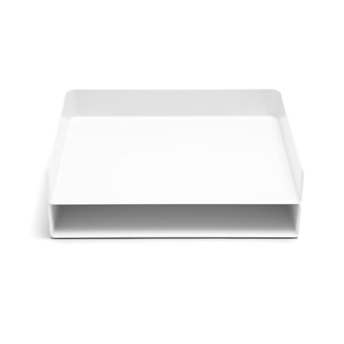 Poppin Stackable Landscape Letter Tray - Modular Lacquer Desk Trays for Office Organization, Color-Coordinated Office Supplies for Desk, Paper Trays (White, Landscape Letter) - color: White, size: 12.5" x 9.8" x 2"
