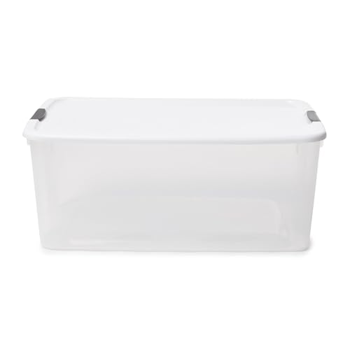 Sterilite 8-Pack Ultra Latching Box, Storage Bins with Lids, Clear Plastic, 116 Quart - Heavy-Duty Organizing Containers for Closet, Bathroom, and Office - size: 116 Quart