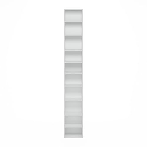 Furinno PASIR Book Shelf, 10-Tier Bookshelf, Bookcase with Open Shelf, 9.2 x 11.8 x 78.7, for Living Room, Bedroom, Home Office, White - color: White, size: 10-Tier, 12-Inch Width
