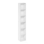 Furinno LUDER Book Shelf, 6-Tier Tall Modern Bookshelf, Bookcase with Open Shelves, 9.3 x 12 x 71, for Living Room, Bedroom, Home Office, White - color: White, size: 6-Tier, 12.1-Inch Width