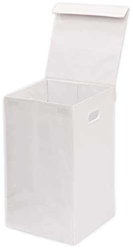 Simple Houseware Foldable Laundry Hamper Basket with Lid, White - color: White