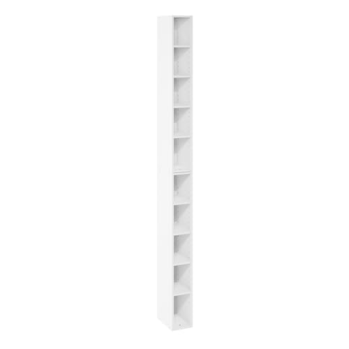 Furinno Fulda Book Shelf, 10-Tier Bookshelf, Space Saving Storage Shelf Bookcase, 9.2 x 5.9 x 78.7, for Living Room, Bedroom, Home Office, White - color: White, size: 10-Tier, 6-Inch Width