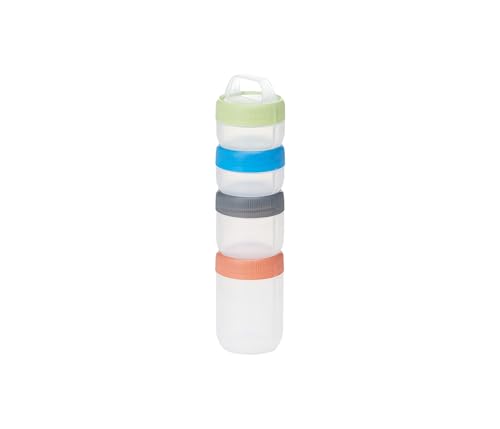 humangear STAX, Stackable Snack Containers - 4-Piece Leak-Proof Snack Travel System - FDA-Food Safe, BPA/PC/Phthalate-Free - Stackable & Click-Together Food Storage, Small - color: Spectrum, size: Small