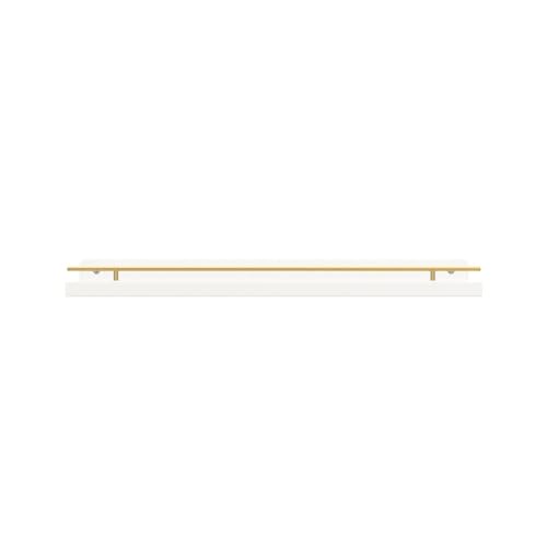 WOPITUES Floating Shelves with Gold Metal Guardrail, Shelves for Wall Decor Set of 3, Wall Shelves for Bedroom, Bathroom, Kitchen, Living Room, Plants, Picture Frames, Art- White and Gold - color: White and Gold, size: 15.7 inch