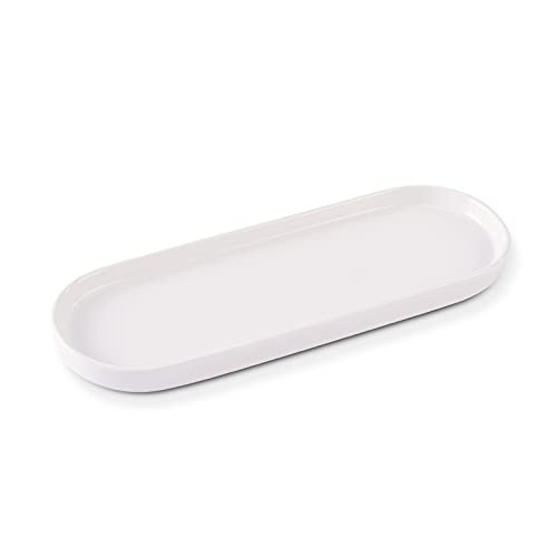 Ceramic Sink Tray, Bathroom Counter Tray, Bathtub, Cosmetics Dish, Candle, Perfume Shampoo Liquid Soap Simple Style Design Suit for Bathroom and Kitchen (White) - color: White
