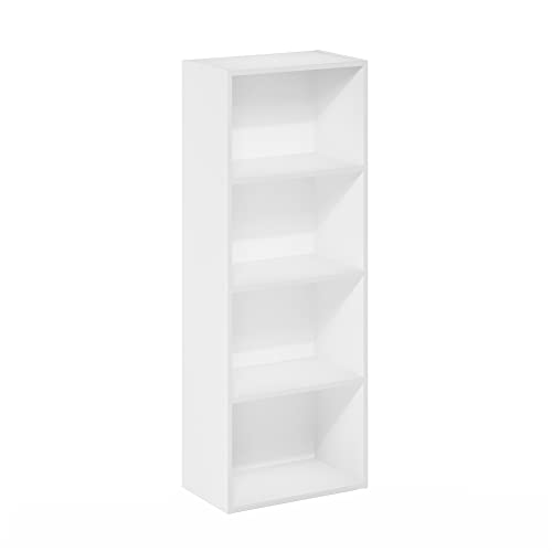 Furinno Luder Bookcase / Book / Storage, 4-Tier, White - color: White, size: 4-Tier, 9.3 x 15.6 x 41.7