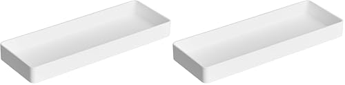 Amazon Basics Rectangular Plastic Desk Organizer, Half Accessory Tray for Office Supplies and Workspace Organization, 9.4" x 3.3" x 1", White (Pack of 2) - color: White, size: 9.4" X 3.3" X 1" (Pack of 2)