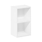 Furinno PASIR Book Shelf, 2-Tier Modern Bookshelf, Open Shelves Bookcase 9 x 12 x 21, Easy Assembly, for Living Room, Bedroom, Home Office, White - color: White, size: 2-Tier Cube