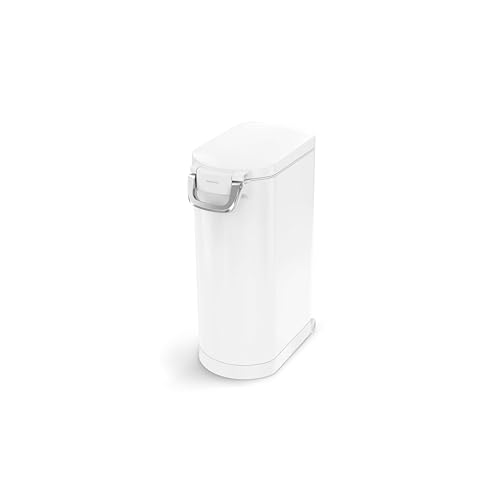 simplehuman 35 Liter, 40 lb / 18.1 kg X-Large Pet Food Storage Container for Dog Food, Cat Food, and Bird Feed, White - color: White, size: X-Large