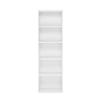 Furinno LUDER Book Shelf, 5-Tier Bookshelf, Bookcase with Open Shelves, 9.4 x 15.8 x 52, Easy Assembly, for Living Room, Bedroom, Home Office, White - color: White, size: 5-Tier