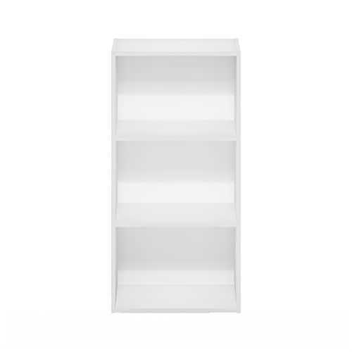 Furinno Luder 3-Tier Open Shelf Bookcase, White - color: White, size: 3-Tier, 9.3 x 16 x 31.4