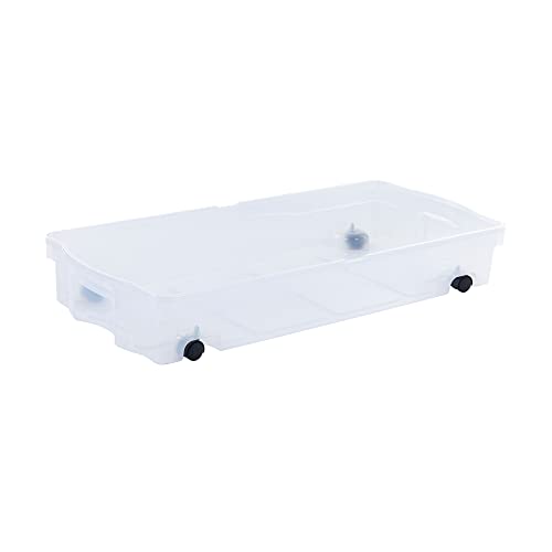 Rubbermaid 70 Quart Under the Bed Low Profile Storage Boxes with Dual Hinged Lids and Easy Rolling Caster Wheels, Clear, 2 Pack - size: Under the Bed - 2 Pack