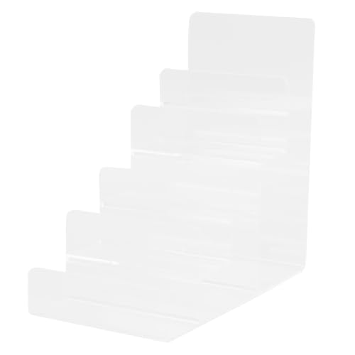 Cabilock Multi-Layer Acrylic Wallet Display Shelf 5-Tier Purse Organizer Stand for Tabletop Use Clear Acrylic Purse Display Rack for Wallets Sunglasses Jewelry Storage - 7.67X7.28X3.93 Inches - size: 5 Tier Clear