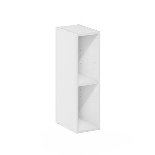 Furinno Fulda Book Shelf, 2-Tier Narrow Bookshelf, Bookcase with 6-in Width Storage Shelf, 9.3 x 5.9 x 21.2, for Living Room, Bedroom, Home Office, White - color: White, size: 2-Tier, 6-Inch Width