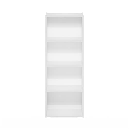 Furinno Luder Bookcase / Book / Storage, 4-Tier, White - color: White, size: 4-Tier, 9.3 x 15.6 x 41.7