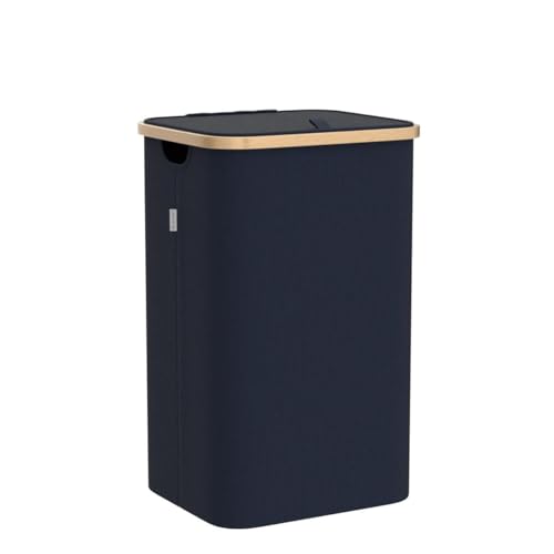 LONBET Laundry Basket with Lid, Made from Breathable Fabric | Aesthetic Clothes Hampers for Laundry with Side Handles & Sturdy Bamboo Frame (26 Gallons - Single, Blue) - color: Blue, style: 26 Gallons - Single