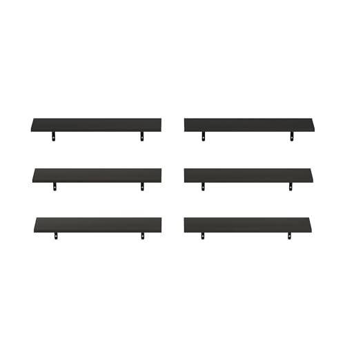 Furinno Rossi Floating Shelves for Wall Set of 6, 23-Inch Wall Shelf, Floating Shelf, Wall Mounted Shelves, for Bathroom, Bedroom, Living Room, Espresso - color: Espresso, size: 24-Inch, Set of 6