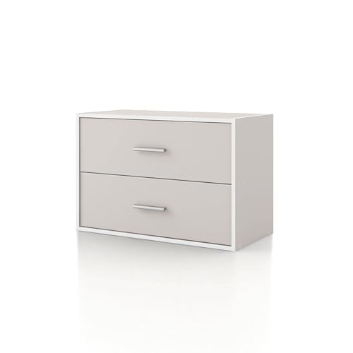 Homes: Inside + Out Apexa 2-Drawer Wooden Stackable Storage Drawers, Small Food Pantry Cabinet, Cajonera De Madera, Underbed Drawer Dorm Teen Room Decor & Bedroom, Home Office, Kitchen, Taupe Grey - color: Taupe Grey, size: 2-Drawer