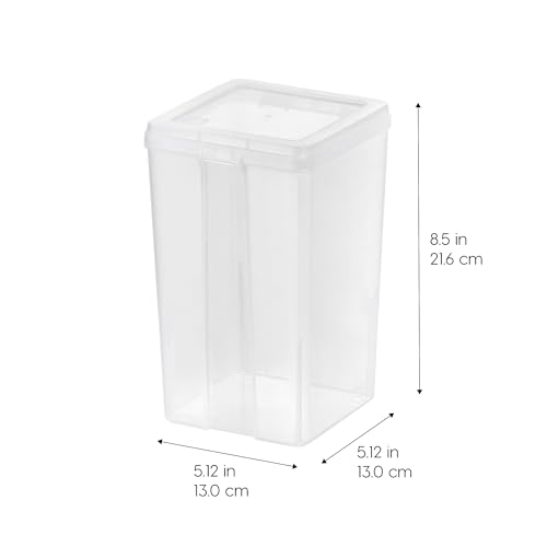 IRIS USA Vertical Plastic Flip Top Storage Containers Bins with Lids for Pantry, Home, Office, Organization, Medium, Stackable Hinged Organizer with Latches, Clear, 10 Pack - size: Medium - 10 Pack