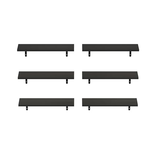 Furinno Rossi Floating Shelves for Wall Set of 6, 18-Inch Wall Shelf, Floating Shelf, Wall Mounted Shelves, for Bathroom, Bedroom, Living Room, Espresso - color: Espresso, size: 19-Inch, Set of 6
