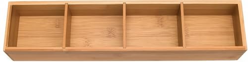 Lipper International Bamboo Drawer Organizer with 3 Removable Dividers, Brown