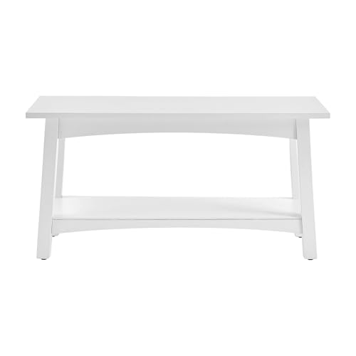 Craftsbury 36-Inch Solid Wood Entryway Bench with Storage Shelf – Easy Assembly Small Seating Bench for Hallway, Living Room, or Foyer by Alaterre Furniture (White) - color: White