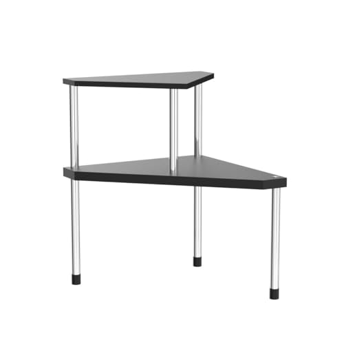 Weenson Bathroom Counter Organizer Over Sink for Toiletries, Makeup, Kitchen Countertop Organizer Spice Rack for Salt, 2-Tier Corner Counter Shelf for Coffee Area Storage Dresser Table(Black) - color: Black