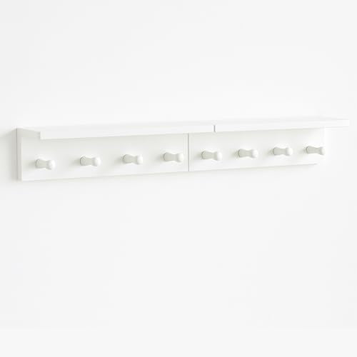 Entrance Coat Rack ，Coat Hooks, Wall-Mounted Wooden Hook Rack, Wall-Mounted Shelves are Very Suitable (White Color Finish—A-2) - style: White color finish—A-2