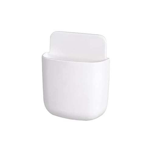 1Pcs Wall-Mounted Storage Box Space-Saving Wall Organizer for Phone Remote Small Items Creative Hanging Storage Easy Install No Electricity Needed(White) - color: White