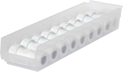 Akro-Mils 30164 Plastic Shelf Bins, Heavy Duty Storage Bins for Garage, Closet, and Drawer Organization, 24-Inch x 6-1/2-Inch x 4-Inch, Clear, 6-Pack - color: Clear