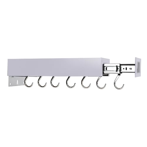 Pull Out Pot Racks, Pot and Pan Organizer with Hooks, Kitchen Pots and Pans Rack Pot Hanging Holder Under Cabinet, Aluminum Alloy Sliding Under Storage (Gray, 7 Hooks) - size: 7 Hooks