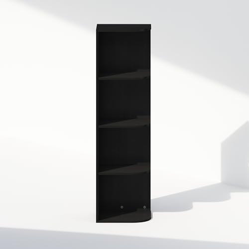 Furinno Reed Corner Shelf, 4-Tier Corner Bookshelf, Book Shelf, Corner Shelves, Storage Rack, for Organization and Storage, Home Office, Living Room, Blackwood - color: Blackwood, size: 4-Tier Corner