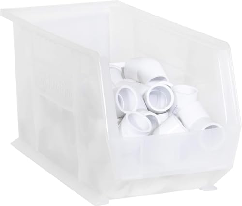 Akro-Mils 30265 AkroBins Plastic Storage Bins, Space-Saving Stackable Bins for Garage, Pantry, Craft Organization, 18-" x 8.25-" x 9-", Clear, 6-Pack - color: Clear