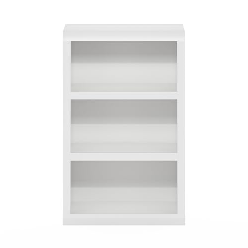 Furinno Rail Book Shelf, 3-Tier Bookshelf, Bookcase with Open Shelf, 10.1 x 24.6 x 39, for Living Room, Bedroom, Home Office, White - color: White, size: 3-Tier, 10 x 24.6 x 39