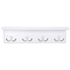 SONGMICS Entryway Hanging Coat Rack, Wall-Mounted Wooden Shelf, with 4 Double Hooks, Wall Floating Shelf, White ULHR42WT