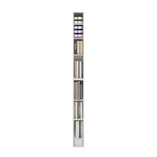 Furinno Fulda Book Shelf, 8-Tier Bookshelf, Bookcase with Space Saving Storage Shelf, 9.2 x 5.9 x 70.9, for Living Room, Bedroom, Home Office, for Living Room, Bedroom, Home Office, White - color: White, size: 8-Tier, 6-Inch Width