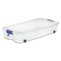 Locking 66-Quart Rolling Under-Bed Storage Container, Transparent with Secure Latched Lid in Blue