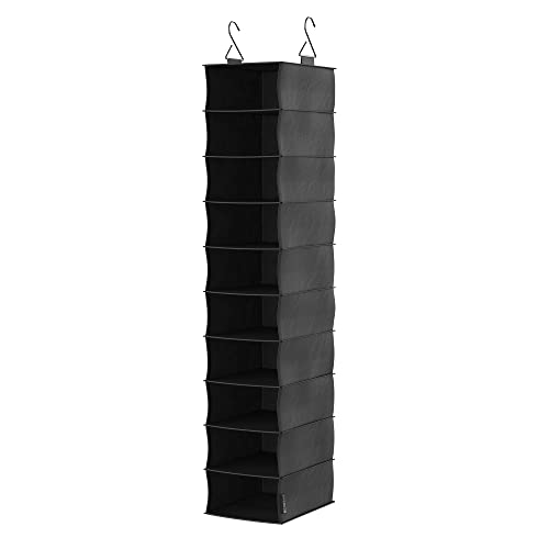 ClosetMaid 20502 10-Shelf Fabric Hanging Closet Organizer for Shoes, Hats, Handbags, Clothes with Charcoal Black Finish - size: 10-Shelf Hanging Shoe Organizer