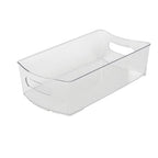 Wardrobe and laundry storage box with removable dividers, 14.5 inches long x 8 inches wide, transparent.