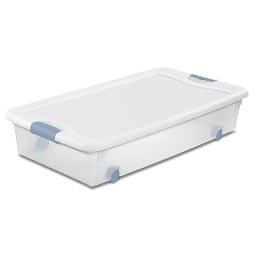 Sterilite 8-Pack Latching Box, Under Bed Storage Bins with Lids, Clear Plastic, 56 Quart - Heavy-Duty Organizing Containers for Closet, Bathroom, and Office - size: 56 Quart, style: 8 Pack