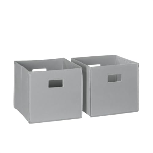 RiverRidge Folding Storage Bins with Handles Gray Cube Storage Organizer forCloset, Bedroom & Playroom - Closet Organizers and Storage Set of 2 - color: 2 Gray Bins
