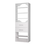 ROOMTEC Modular Closet System, 19.5" 2 Drawer Shelf Closet Tower Wall-Mounted Closet Organizer, Wooden Tower for Walk-In Closets, Wardrobe Storage Kit, White - size: 19.5" Wide, style: Model 11