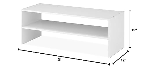Whitmor Stackable 31" Extra Wide 2-Shelf Storage Organizer, White - color: White, size: 31 INCH