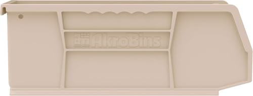 Akro-Mils 30224 AkroBins Plastic Storage Bins, Space-Saving Stackable Bins for Garage, Pantry, Craft Organization, 11" L x 4" W x 4" H, Stone, 12-Pack - color: Stone