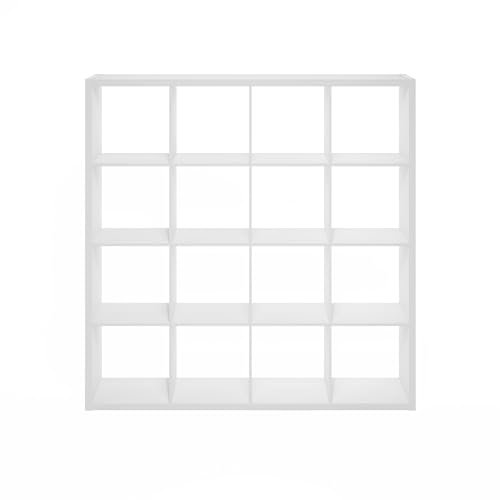 Furinno Cubicle Book Shelf, 16-Cube Bookshelf, Extra Thick Frame Reversible Tall Wide Bookcase with Open Back, 14.6 x 57.8 x 58, for Living Room, Bedroom, Home Office, Plain White - color: Plain White, size: 16-Cube