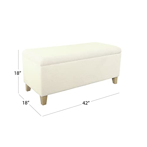 HomePop Sherpa Storage Bench - Cream - color: Cream Sherpa