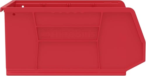 Akro-Mils 30250 AkroBins Plastic Storage Bins, Space-Saving Stackable Bins for Garage, Pantry, Craft Organization, 15" x 16" x 7", Red, 6-Pack - color: Red