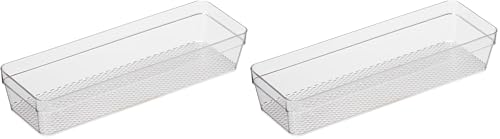 Oggi Clear Drawer Organizer, 3" X 9" | Pack of 2 | For Kitchen | For Office | For Bathroom - size: 3" by 9" (Pack of 2)