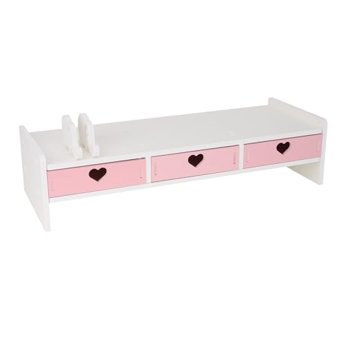 Cute Monitor Stand Kawaii Desk Organizer Cute Desk Organizer with Drawers Monitor Riser Computer Stand